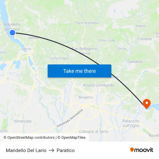 Mandello Del Lario to Paratico map