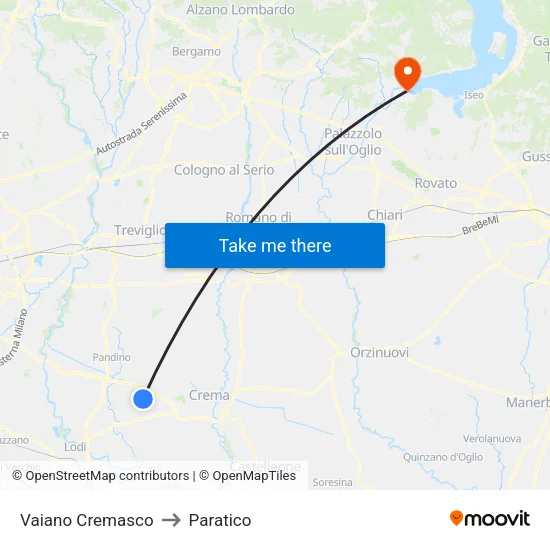 Vaiano Cremasco to Paratico map