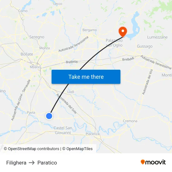 Filighera to Paratico map