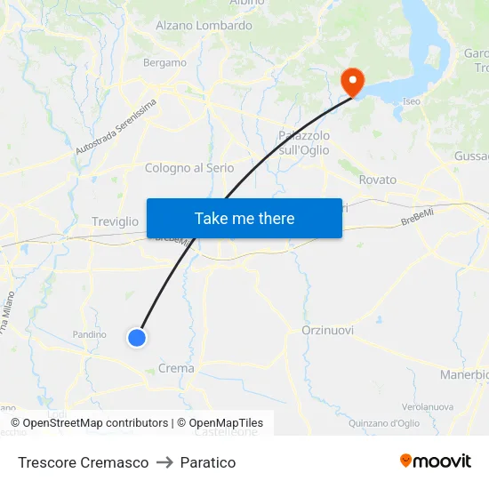 Trescore Cremasco to Paratico map