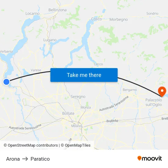 Arona to Paratico map