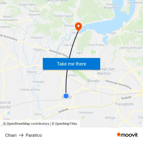 Chiari to Paratico map