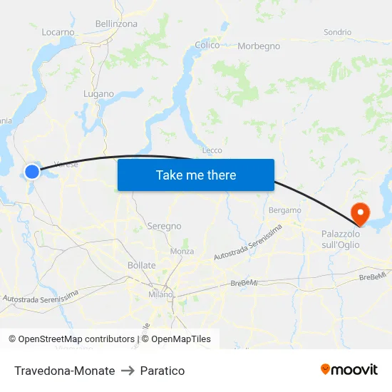 Travedona-Monate to Paratico map