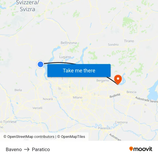 Baveno to Paratico map