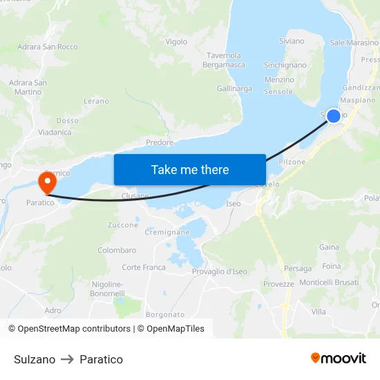 Sulzano to Paratico map