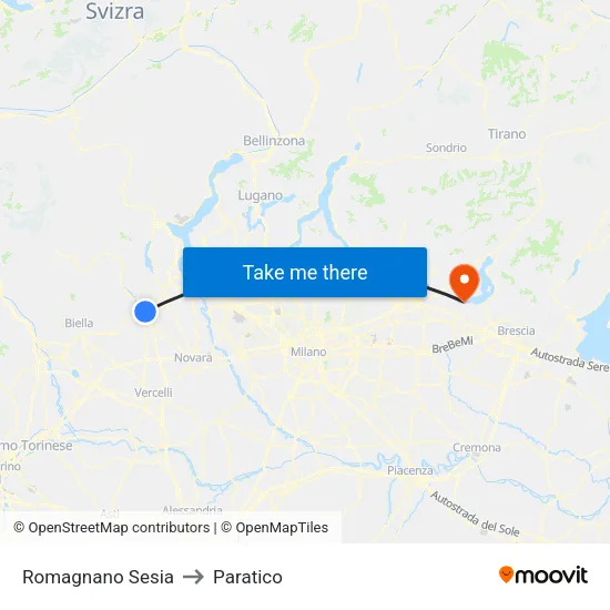 Romagnano Sesia to Paratico map