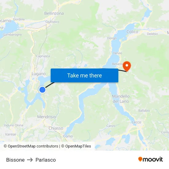 Bissone to Parlasco map