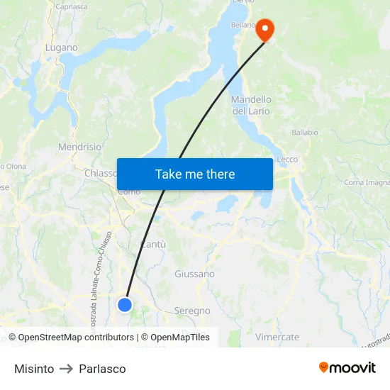 Misinto to Parlasco map