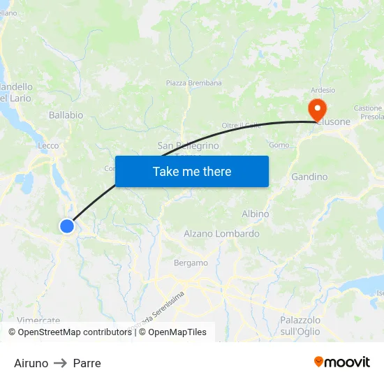 Airuno to Parre map