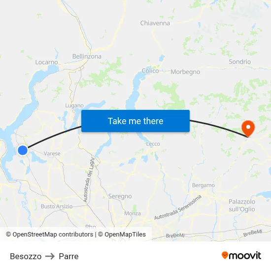 Besozzo to Parre map