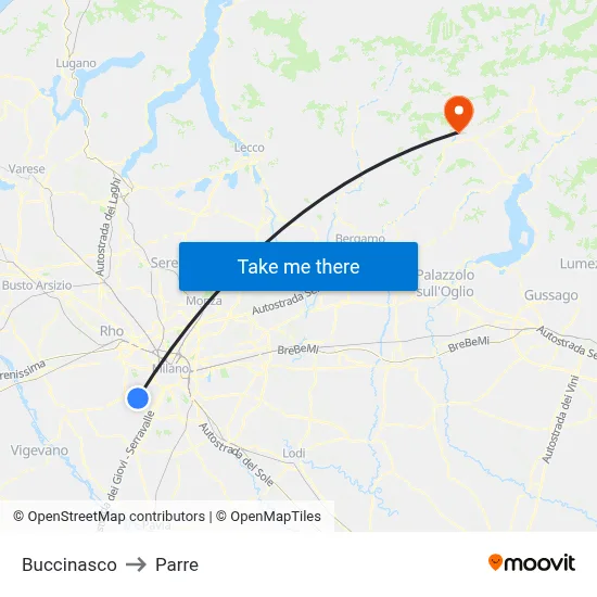 Buccinasco to Parre map