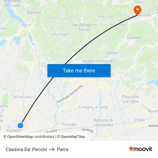 Cassina De' Pecchi to Parre map
