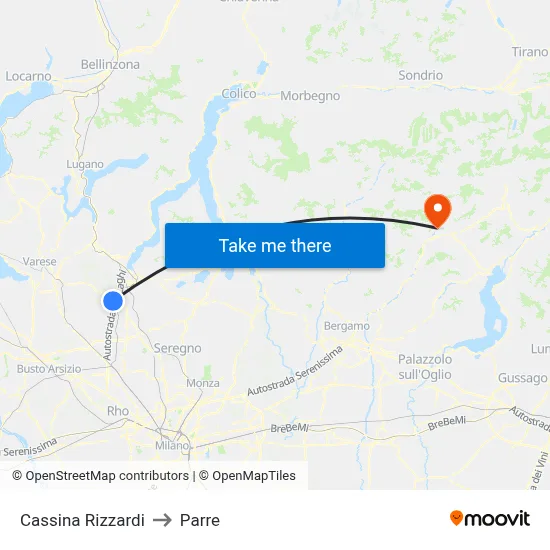 Cassina Rizzardi to Parre map