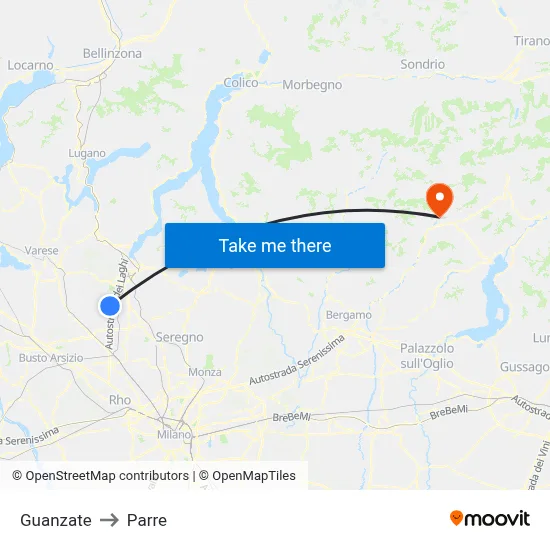 Guanzate to Parre map