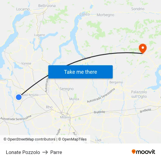 Lonate Pozzolo to Parre map