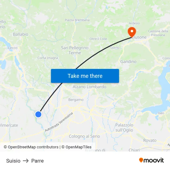 Suisio to Parre map