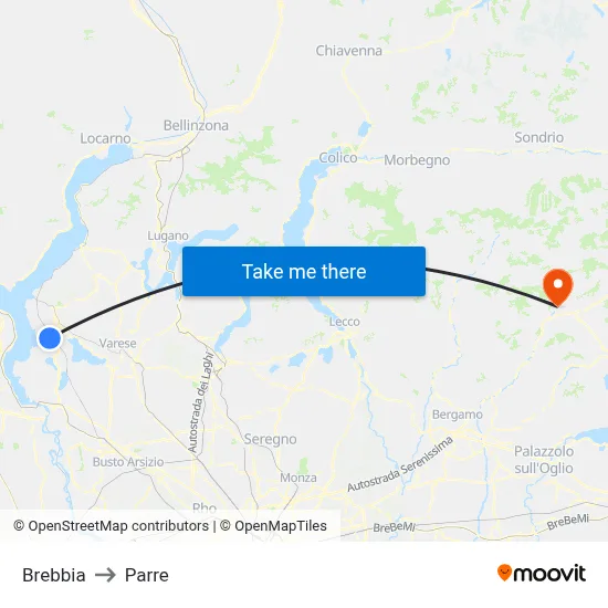 Brebbia to Parre map