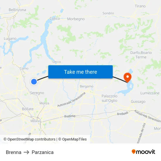 Brenna to Parzanica map