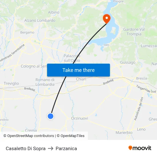 Casaletto di Sopra to Parzanica map