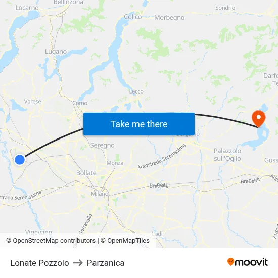 Lonate Pozzolo to Parzanica map