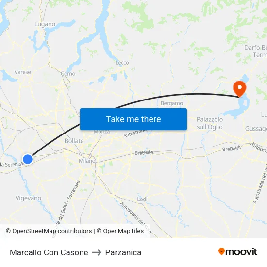 Marcallo con Casone to Parzanica map