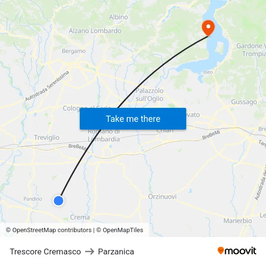 Trescore Cremasco to Parzanica map