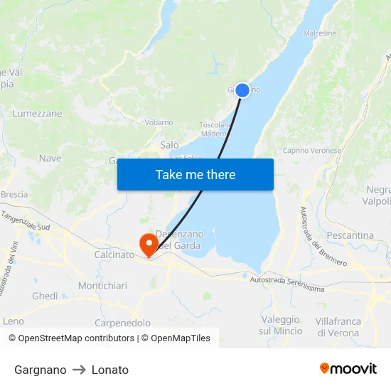 Gargnano to Lonato map