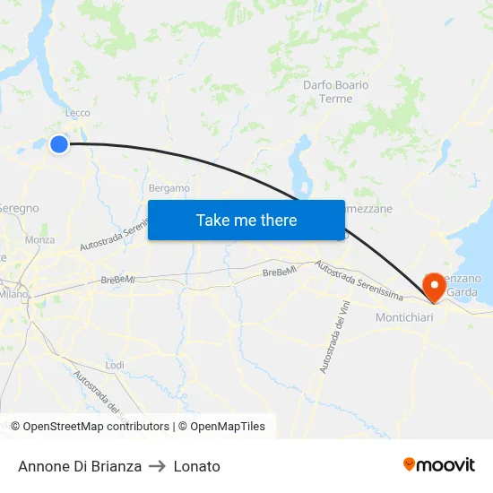 Annone di Brianza to Lonato map