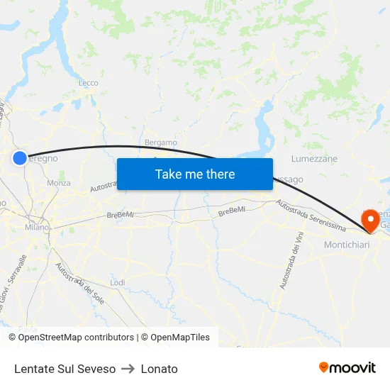 Lentate Sul Seveso to Lonato map