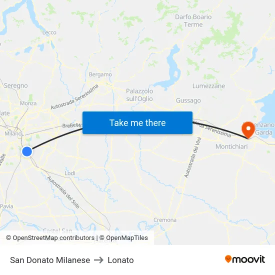 San Donato Milanese to Lonato map