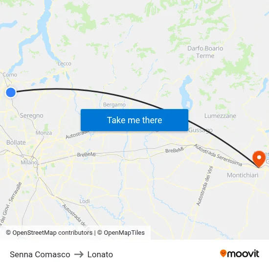 Senna Comasco to Lonato map