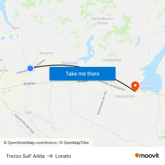Trezzo Sull' Adda to Lonato map