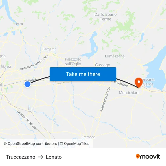 Truccazzano to Lonato map