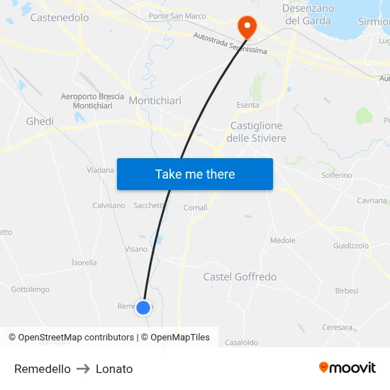 Remedello to Lonato map