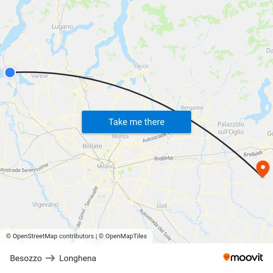 Besozzo to Longhena map