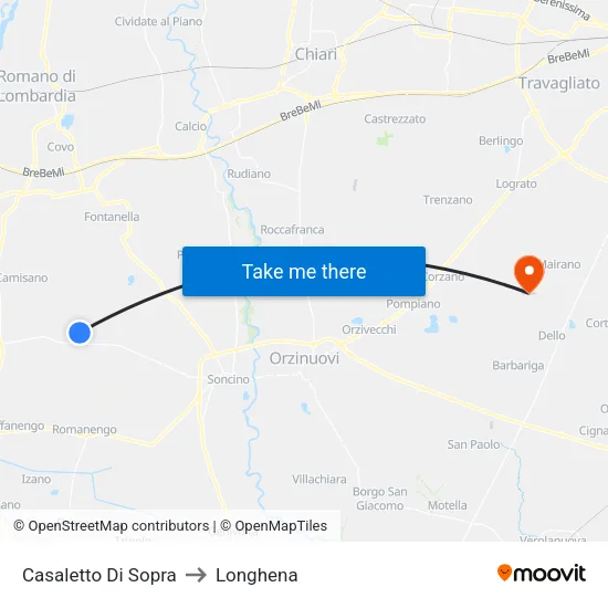 Casaletto Di Sopra to Longhena map