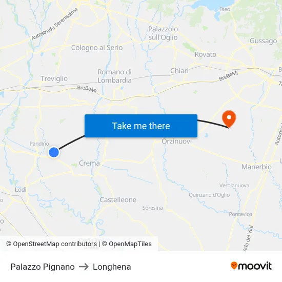 Palazzo Pignano to Longhena map