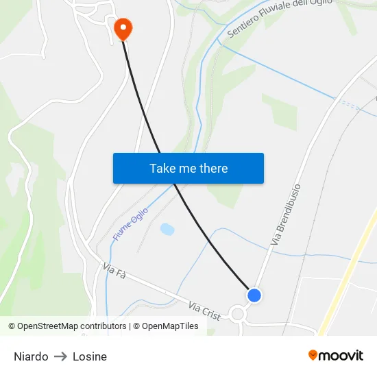 Niardo to Losine map