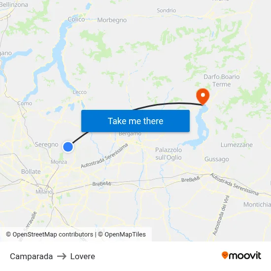Camparada to Lovere map