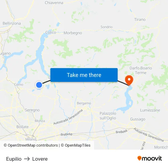 Eupilio to Lovere map