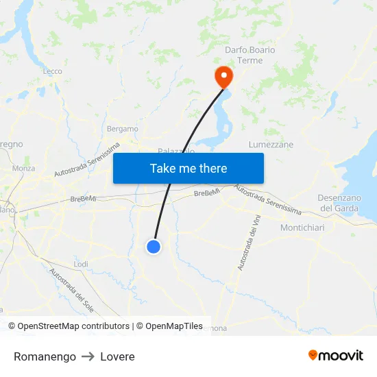 Romanengo to Lovere map