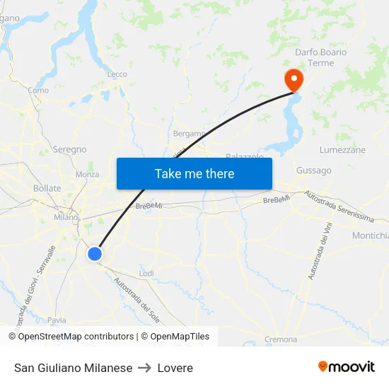 San Giuliano Milanese to Lovere map