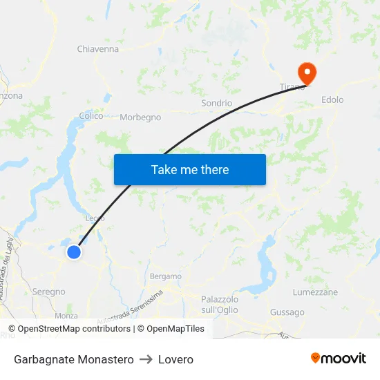 Garbagnate Monastero to Lovero map