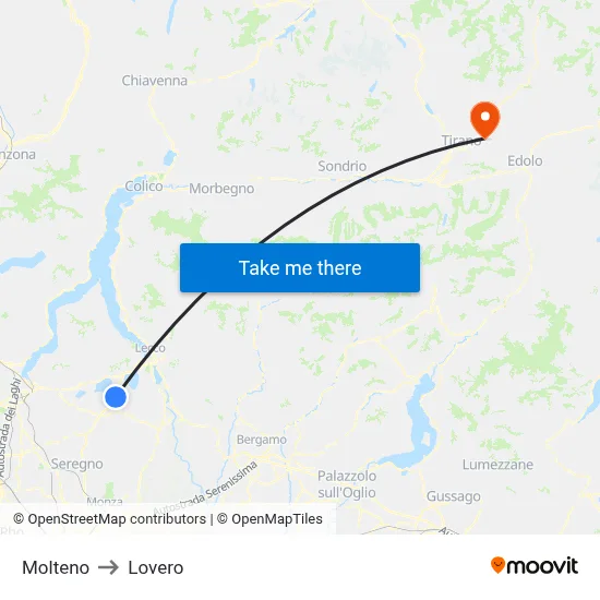 Molteno to Lovero map