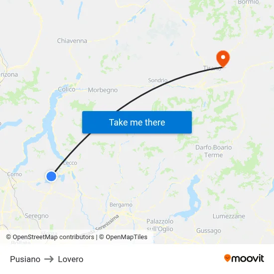 Pusiano to Lovero map