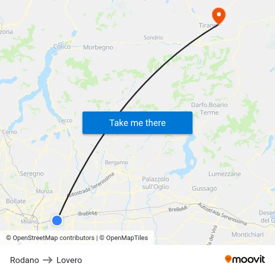 Rodano to Lovero map