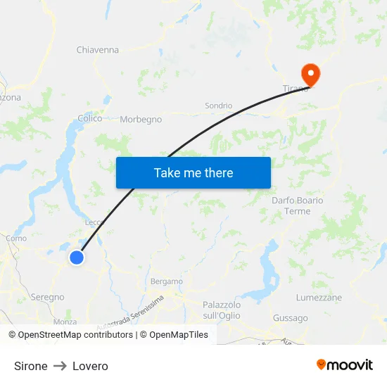 Sirone to Lovero map