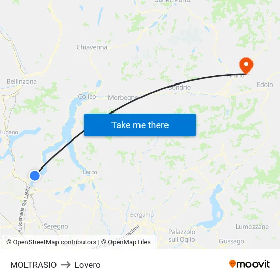 Moltrasio to Lovero map