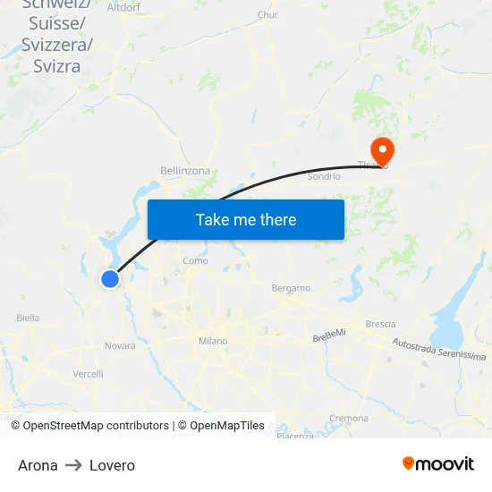 Arona to Lovero map