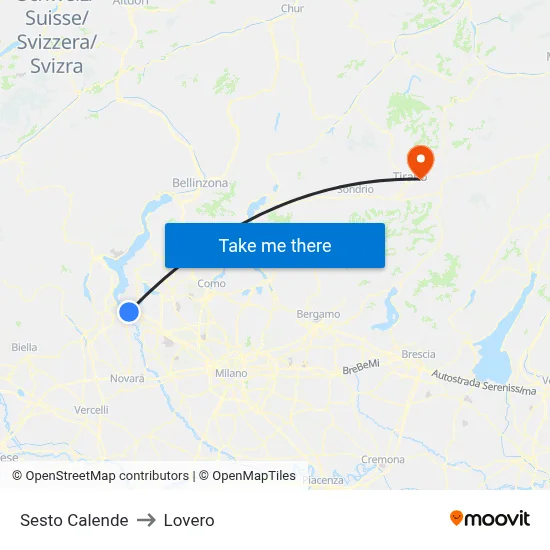 Sesto Calende to Lovero map